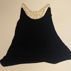 Heart Hips Black Top with Cream Lace Accent